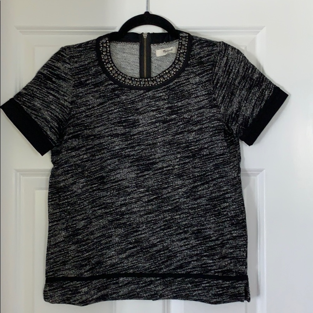 Madewell black melange embellish collar top